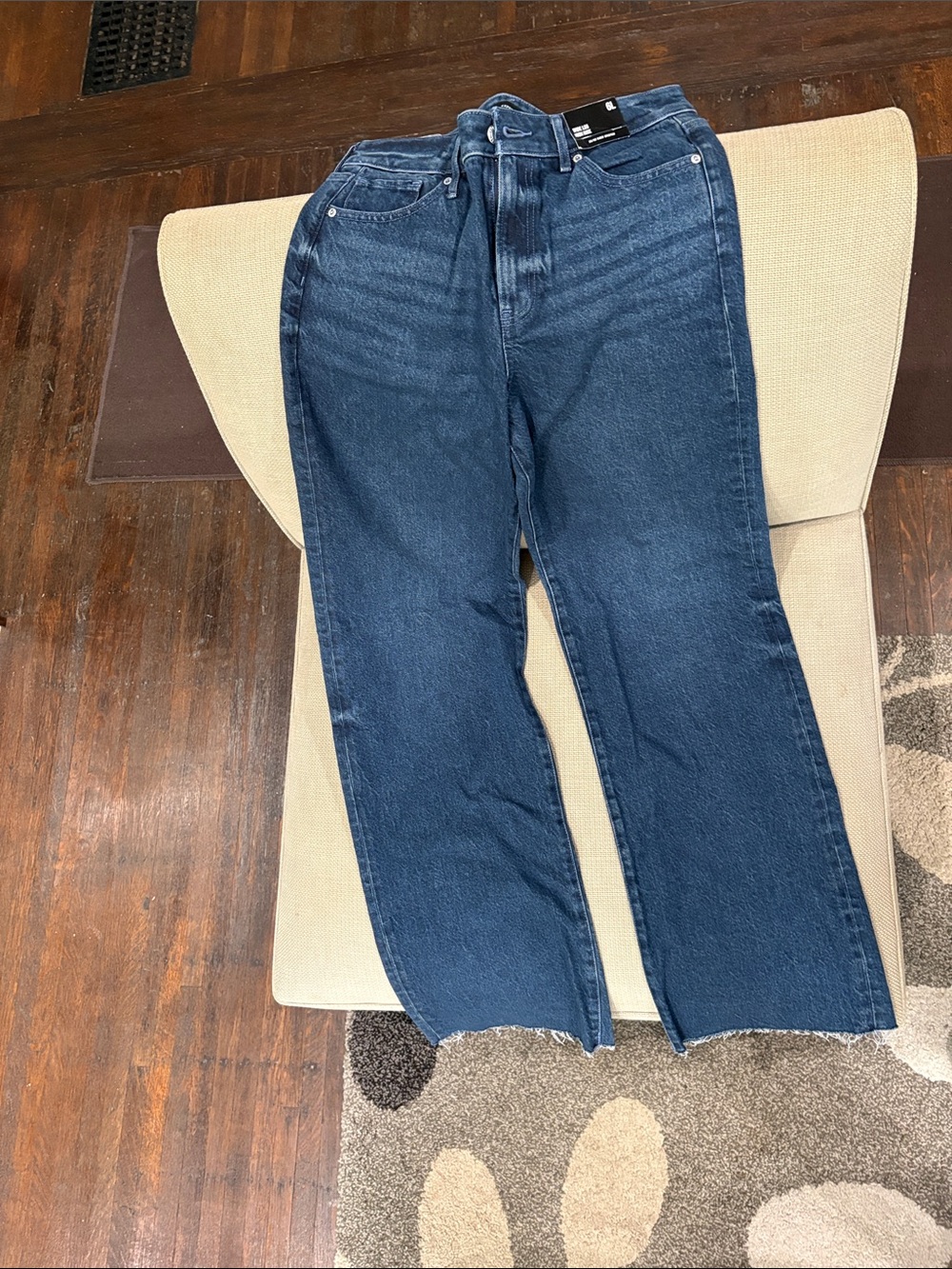 Express Dark Blue Wide-Leg Jeans with Raw Hem